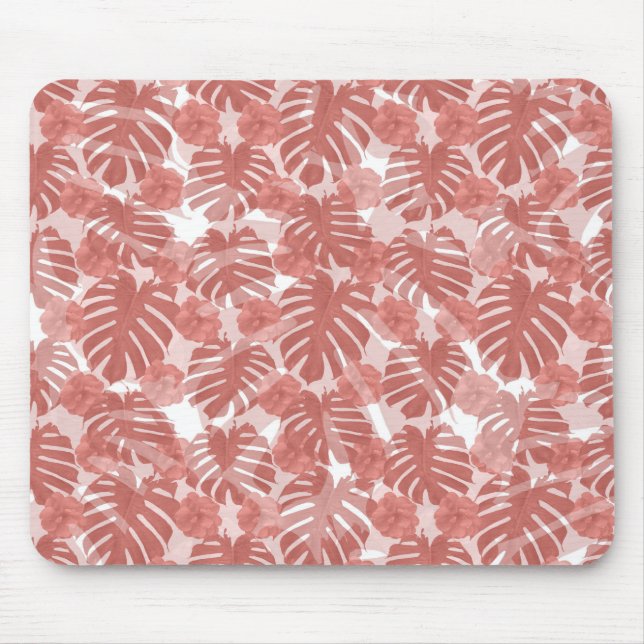 Tapis De Souris Corail tropical Monstera Palm Feuille Motif (Devant)