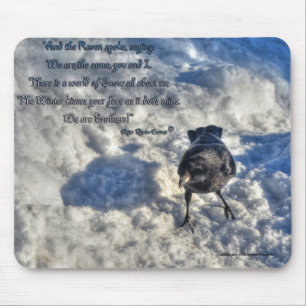 Tapis De Souris Corbeau corbeau noir dans la photo de neige