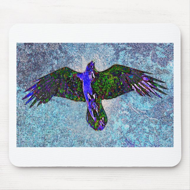 Tapis De Souris Corbeau couleur bleu (Devant)