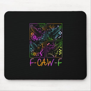 Tapis De Souris Corbeau F-Caw-F Coloré Néon Goth Oiseau Drôle