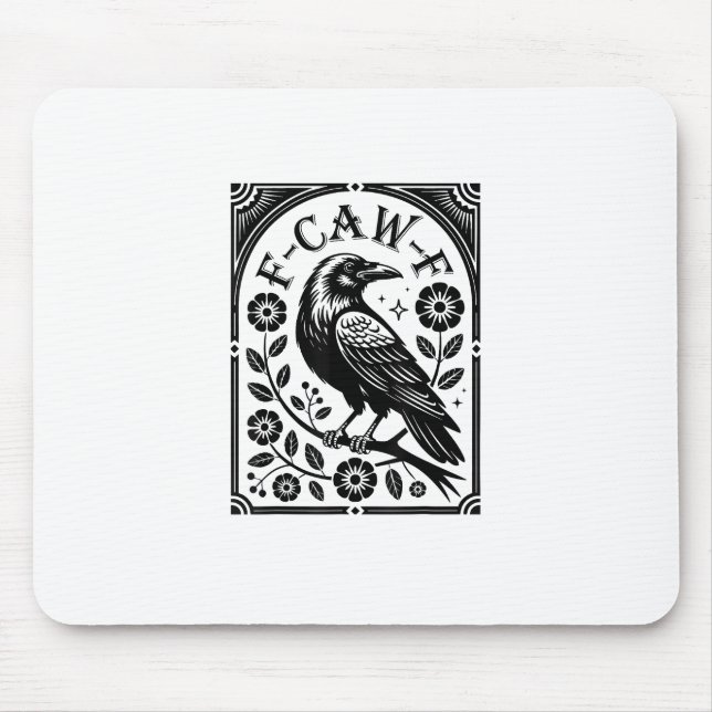 Tapis De Souris Corbeau, F-Caw-F Oiseau Drôle Graphique Esthétique (Devant)