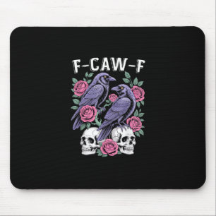 Tapis De Souris Corbeau F-Caw-F Oiseau Drôle Lune Gothique Humour 