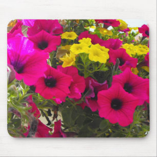 Tapis De Souris corbeille de fleurs d'été rose, jaune, coloré