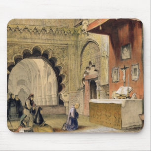 Tapis De Souris Cordoue : Moine priant à un autel chrétien dans