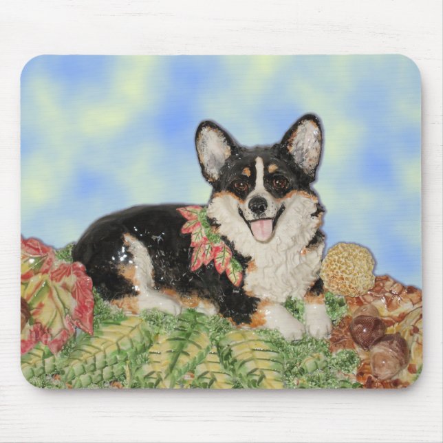 Tapis De Souris Corgi à trois couleurs dans Mousepad à feuillage d (Devant)