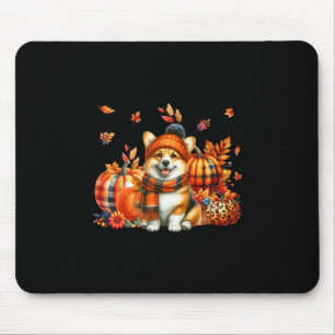 Tapis De Souris Corgi Action de grâce Léopard Citrouilles Feuilles