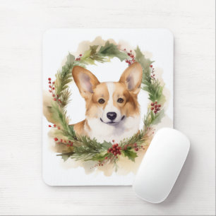 Tapis De Souris Corgi Christmas Wreath Festive Pup