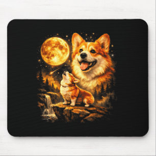 Tapis De Souris Corgi drôle hurlant à la lune vintage mystique