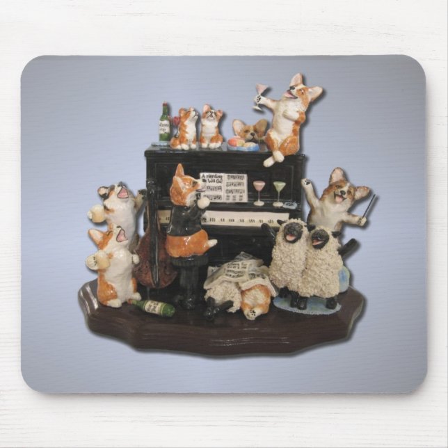 Tapis De Souris Corgi et moutons Mousepad "d'heure Yappy" (Devant)