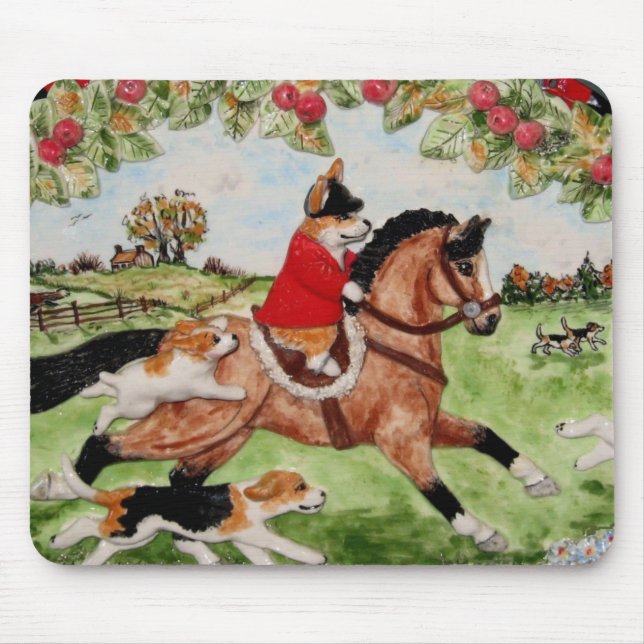 Tapis De Souris Corgi Huntsman se rend à Hounds (Devant)