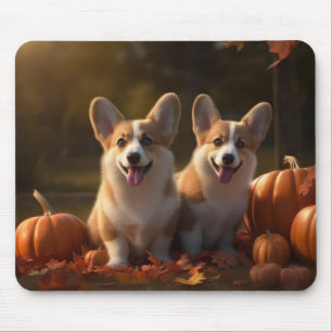 Tapis De Souris Corgi Puppy Automne Citrouille de plaisir
