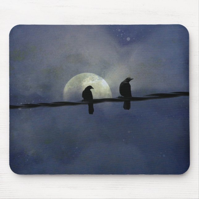 Tapis De Souris Corneilles Et Mystérieux Ciel Nocturne (Devant)