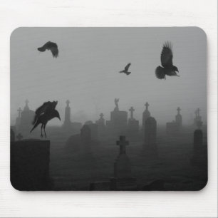 Tapis De Souris Corneilles Gothiques En Monochrome