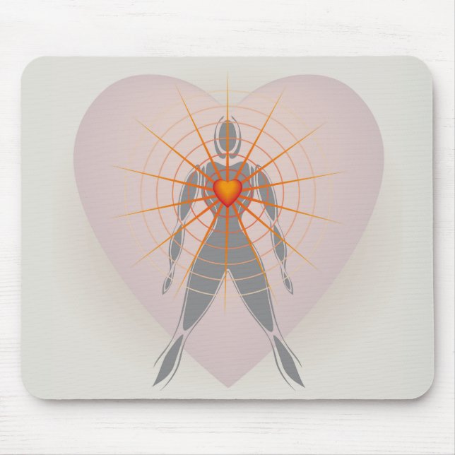 Tapis De Souris Corps humain avec grand coeur Rayons de lumière (Devant)
