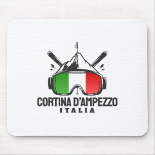 Tapis De Souris Cortina D'ampezzo Italie Station de Ski Rétro Ski