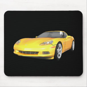 Tapis De Souris Corvette 2008 : Voiture de sport : Fin jaune :