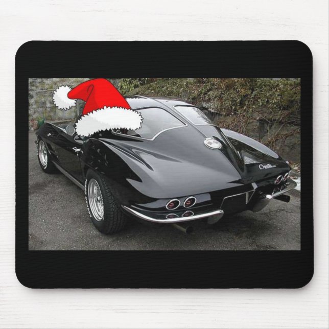Tapis De Souris Corvette de Noël - Fenêtre Split noir (Devant)