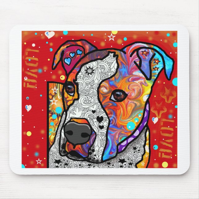 Tapis De Souris Cosmic Pit Bull - Couleur Lumineuse - Idée Cadeau (Devant)