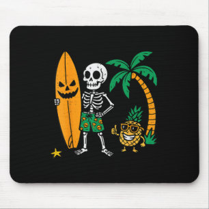 Tapis De Souris Costume de surfeur d'Halloween de squelette hawaïe