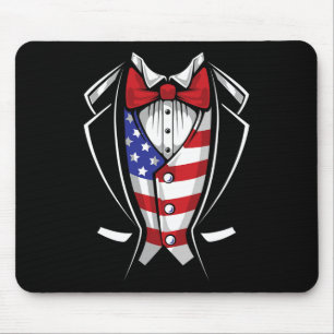 Tapis De Souris Costume Usa Smoking Patriotique 4 Juillet Drapeau