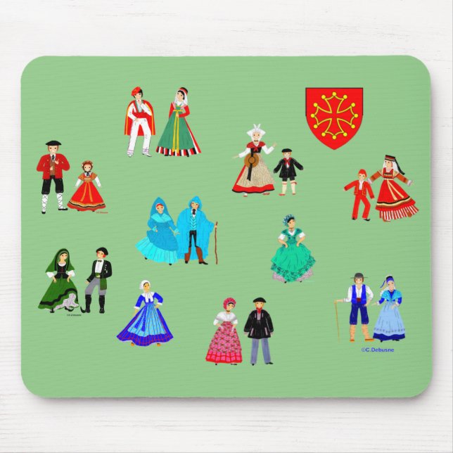 Tapis De Souris Costumes traditionnels de Midi-Pyrénées, France (Devant)