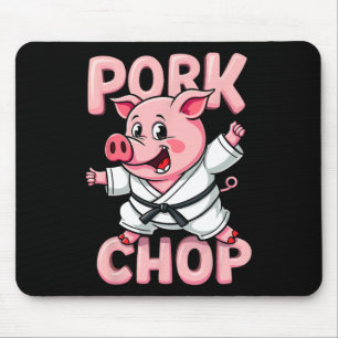 Tapis De Souris Côte de porc Karaté drôle Cochon d'arts martiaux 