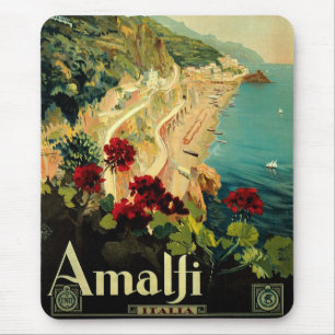 Tapis De Souris Côte italienne d'Amalfi, Poster Vintage voyage Ita