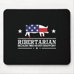 Tapis De Souris Côtes de Ribertarien Cochon Patriote Grillant Bbq 