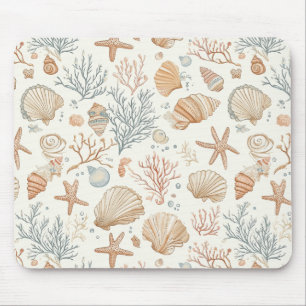 Tapis De Souris Côtière rustique - Coquillages, Starfish, Reef (32
