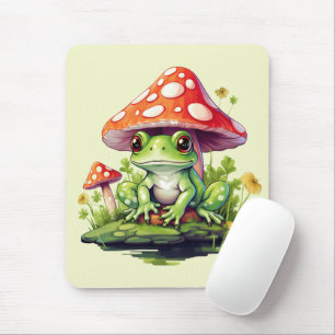 Tapis De Souris Cottagecore Toadstool Champignons et grenouille