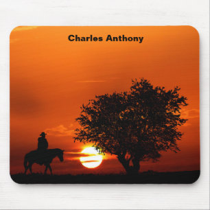 Tapis de souris Coucher de soleil Cowboy Personnal