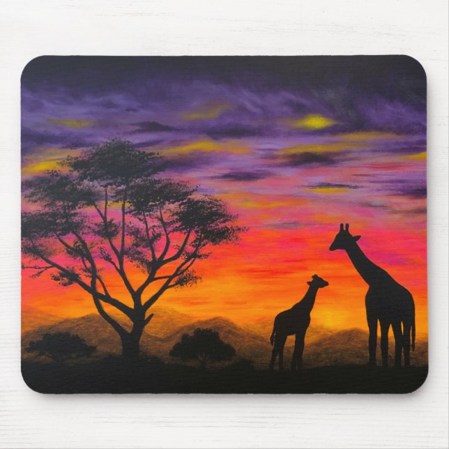 Tapis De Souris "Coucher de soleil de girafe" Giraffe Pad Pittores (Devant)