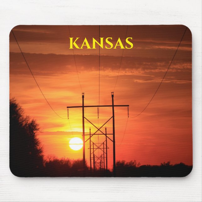 Tapis De Souris Coucher de soleil de Kansas avec arbre Silhouette  (Devant)