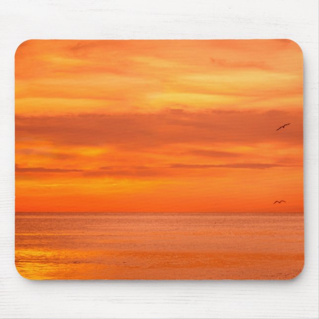 Tapis De Souris Coucher de soleil Elégant rouge orange jaune Modèl (Devant)