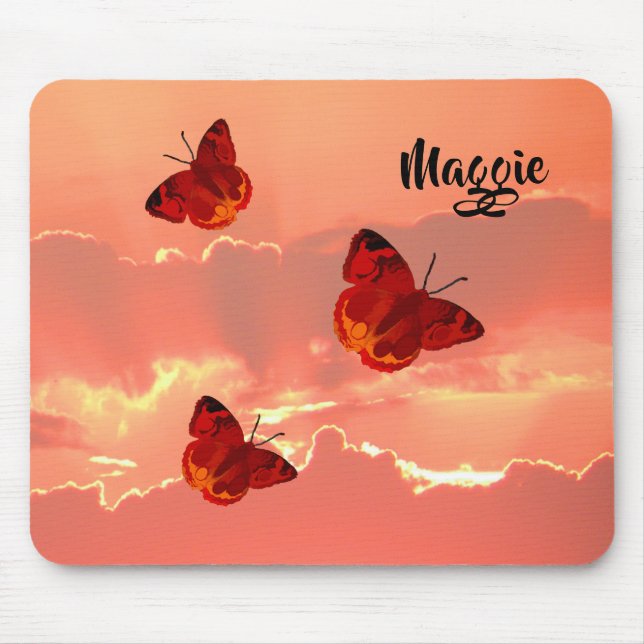Tapis De Souris Coucher de soleil et papillons de nuit (Devant)