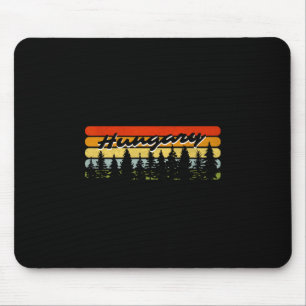Tapis De Souris Coucher de soleil forêt Hongrie arbres chalet vaca
