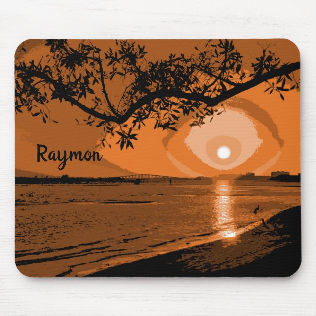 Tapis De Souris Coucher de soleil orange foncé et noir (Devant)