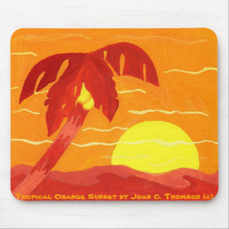 Tapis de souris Coucher de soleil orange tropical