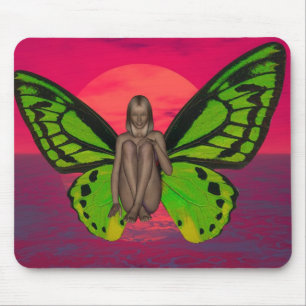 Tapis De Souris Coucher de soleil papillon