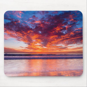 Tapis De Souris Coucher de soleil rouge sur la mer, Californie