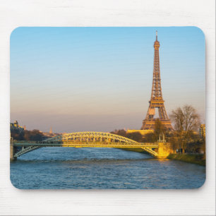 Tapis De Souris Coucher de soleil sur la Tour Eiffel et le Pont Ro