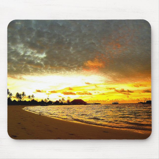 Tapis De Souris Coucher de soleil sur les Maldives (Devant)