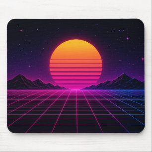 Tapis De Souris Coucher de soleil synthwave rétro
