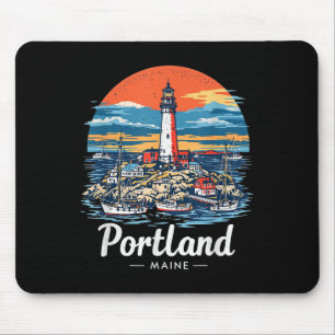 Tapis De Souris Coucher de soleil vintage sur la ville côtière de