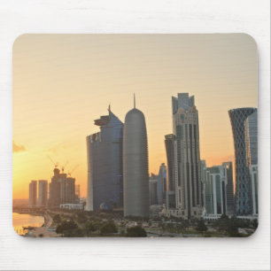 Tapis De Souris Coucher du soleil au-dessus de Doha, mousepad du