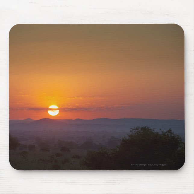 Tapis De Souris Coucher du soleil au-dessus du paysage africain (Devant)