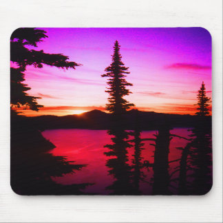 Tapis De Souris Coucher du soleil Mousepad de lac crater