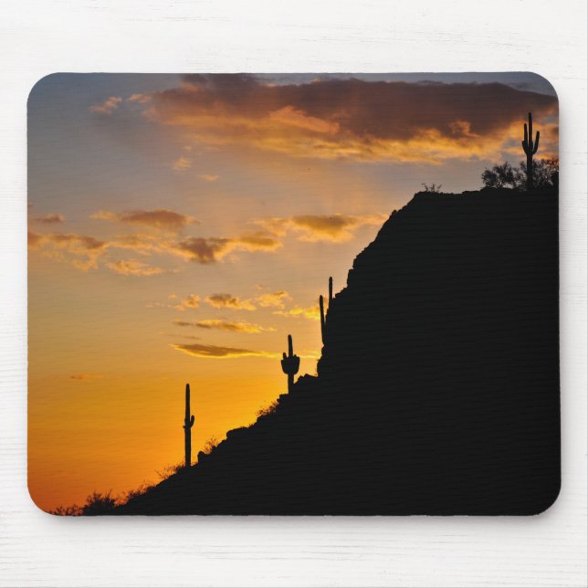 Tapis De Souris Coucher du soleil spectaculaire de désert (Devant)