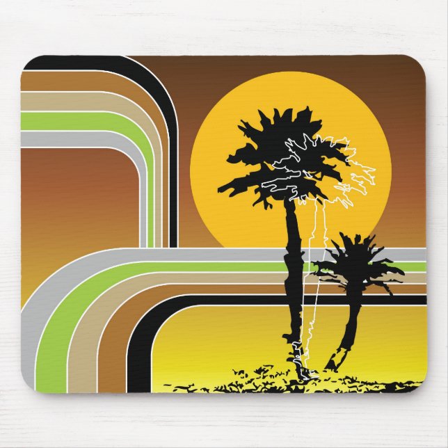 Tapis De Souris Coucher du soleil tropical de plage de palmiers le (Devant)