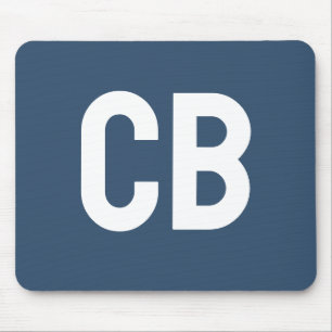 Tapis De Souris Couleur de tendance Sérieux Monogramme Bleu Mousep